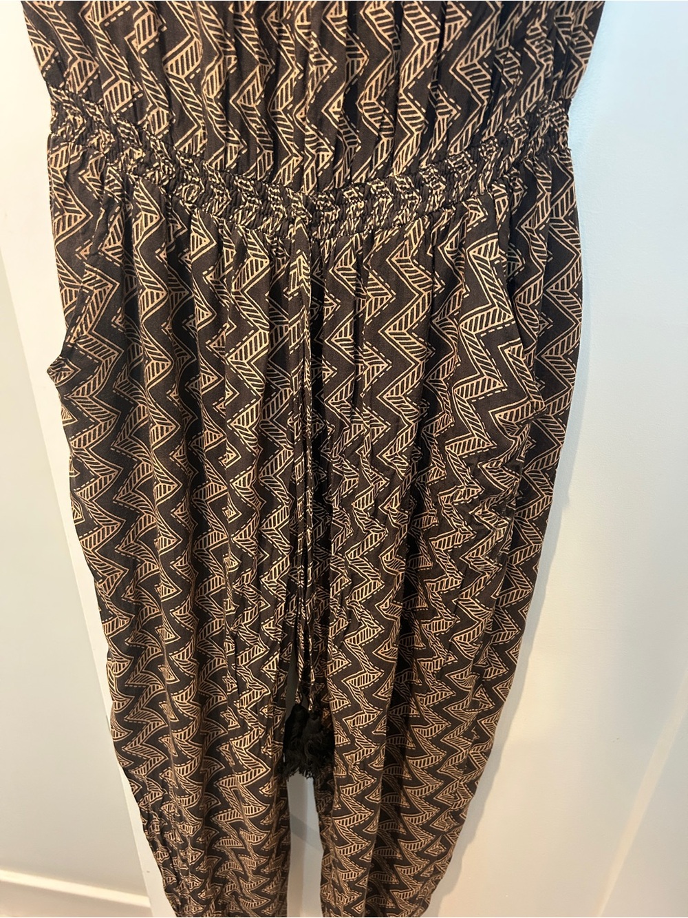 Black & Tan Geometric Print Jumpsuit